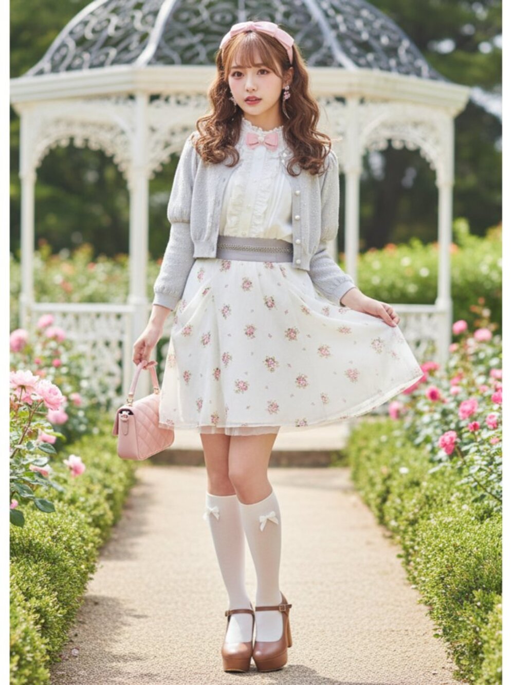 Apuweiser-Riche coquette hime gyaru fairycore floral skirt - Picture 2 of 8